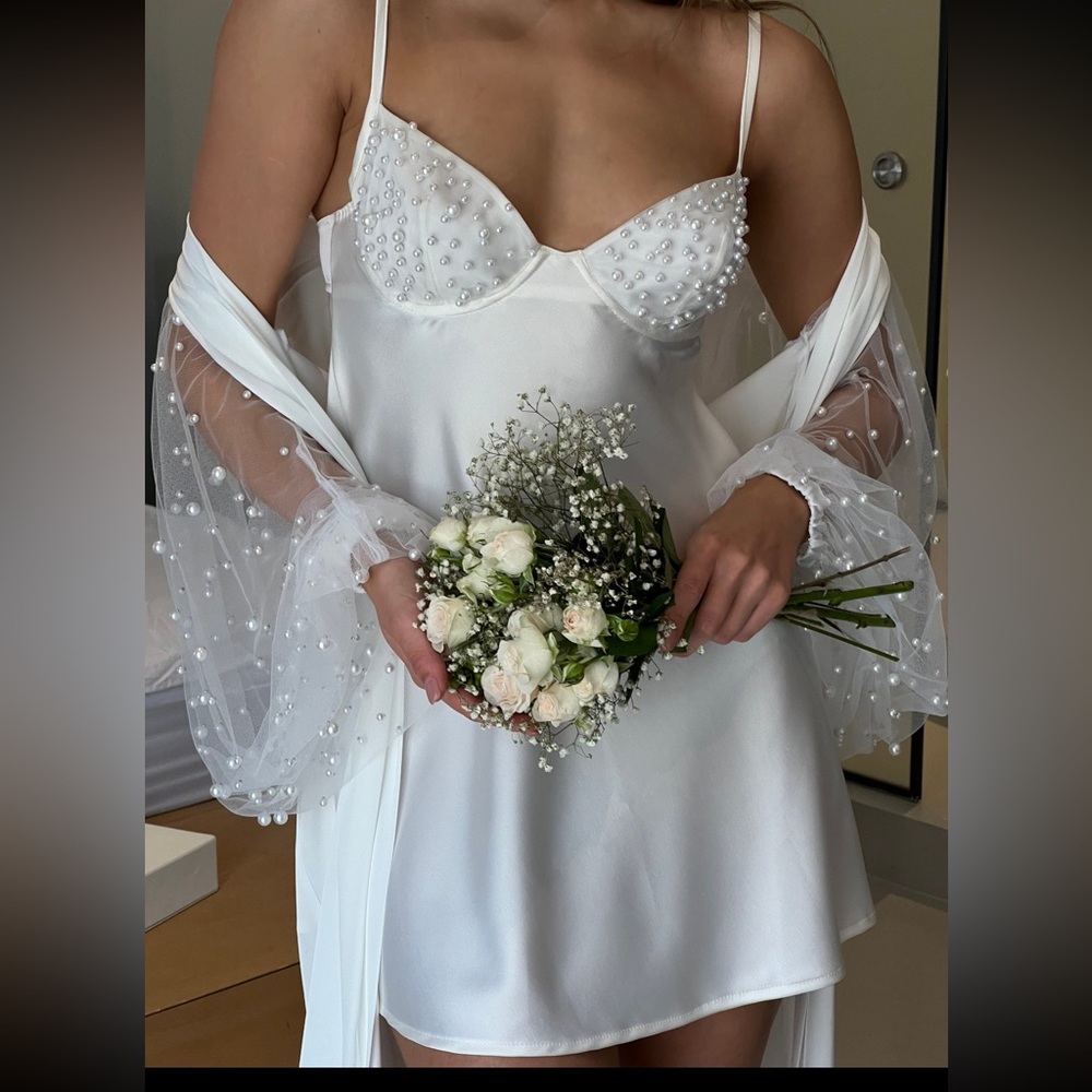 Cassidy White Pearl robe and dress